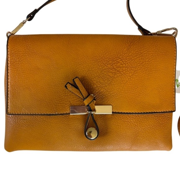 Le Miel Handbags - NEW Ochre Yellow Crossbody Bag Purse Vegan Leather Boho Casual Knot Consign